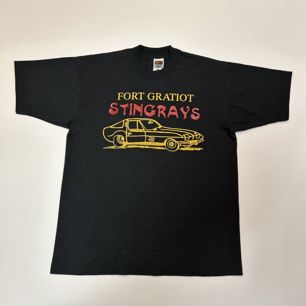 Vintage Fort Gratiot Stingrays Shirt Adult Large Black FOTL Single Stitched Men